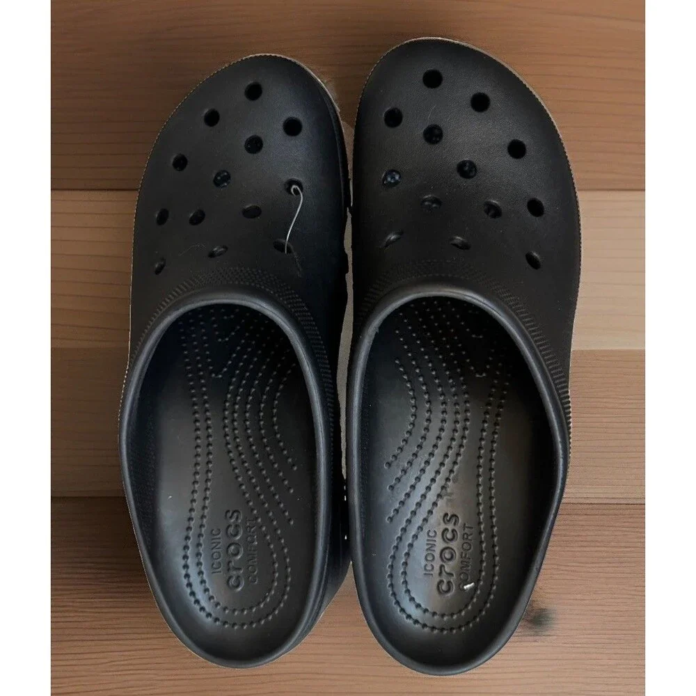 Crocs Siren Clog Men 10 Women 12 Black Platform Heeled Mule 208547-001 Shoe **